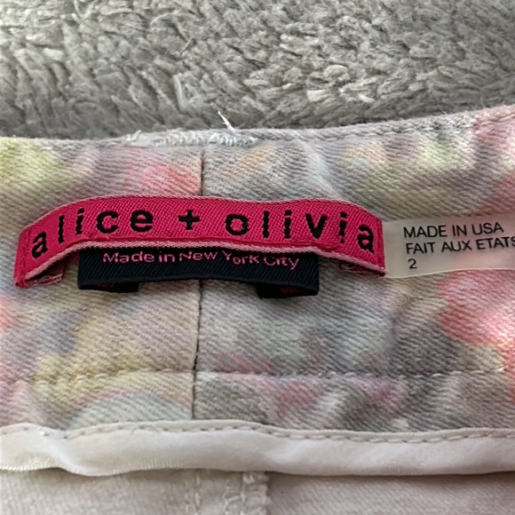 Alice + Olivia Fierra skinny Multi color Floral Denim pants sz 2 - Picture 7 of 9